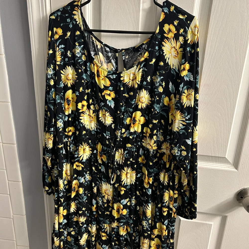 Floral Black and Yellow Dress